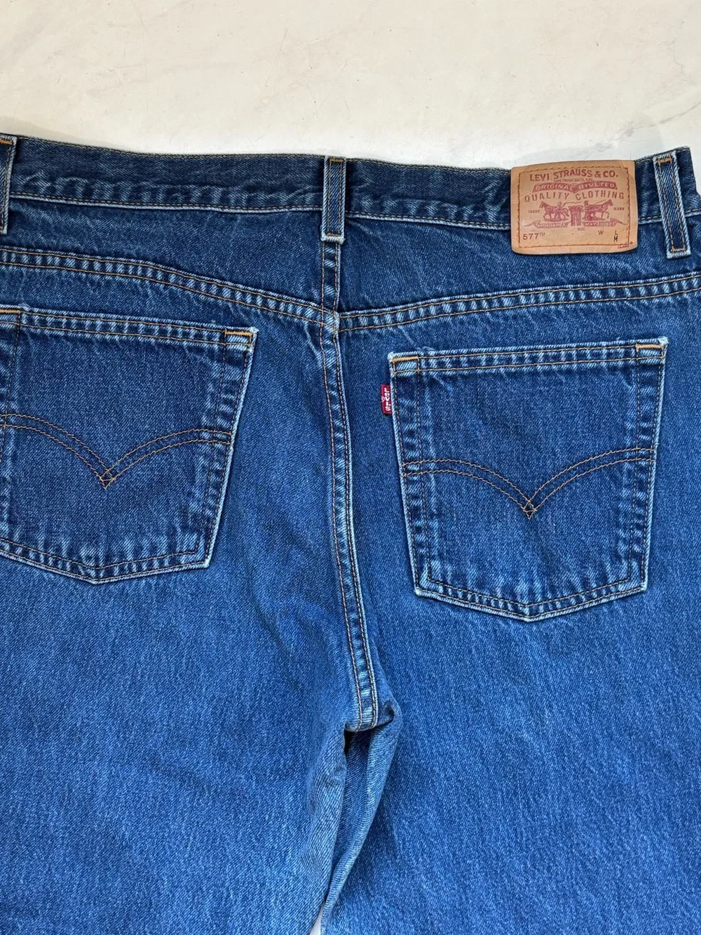 Vintage Y2K Levi’s 577 Size 14 Lower Rise Loose Fit Dark Wash Jeans 2000s Denim